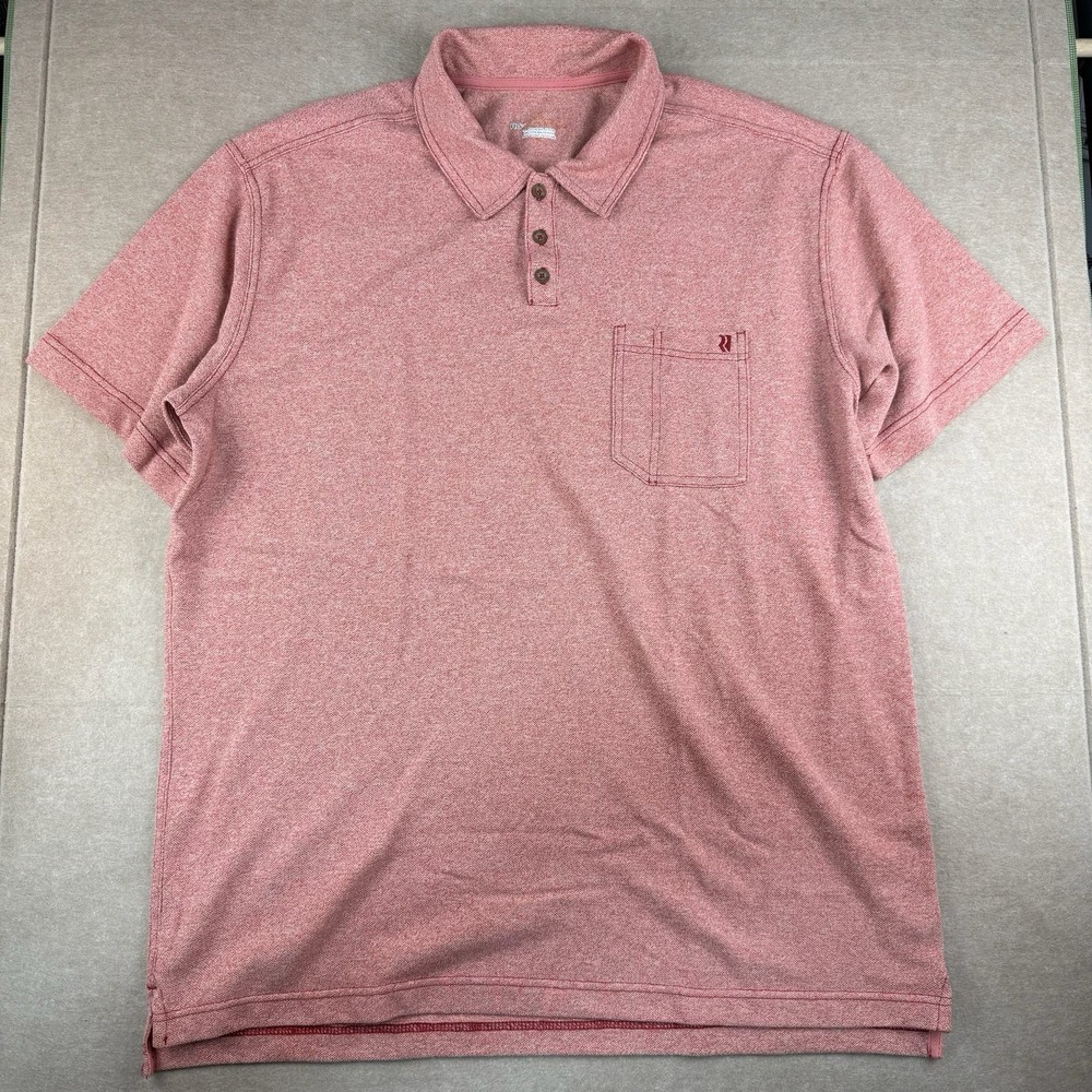 Royal Robbins‎ Polo Shirt Mens L Red Heather Pocket Golf Casual Outdoor Travel